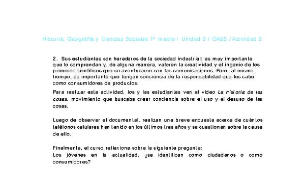 Historia 1 medio-Unidad 2-OA25-Actividad 2 Historia 1 medio-Unidad 2-OA25-Actividad 2