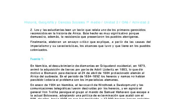 Historia 1 medio-Unidad 2-OA6-Actividad 2 Historia 1 medio-Unidad 2-OA6-Actividad 2