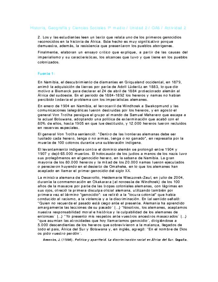 Historia 1 medio-Unidad 2-OA6-Actividad 2 Historia 1 medio-Unidad 2-OA6-Actividad 2