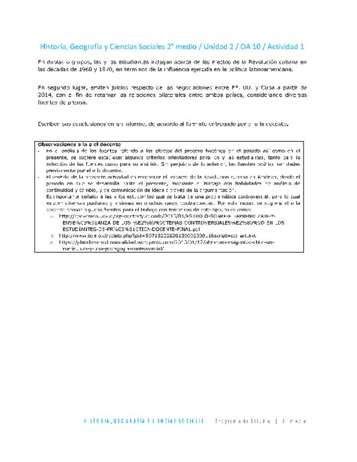 Historia 2 medio-Unidad 2-OA10-Actividad 1 Historia 2 medio-Unidad 2-OA10-Actividad 1