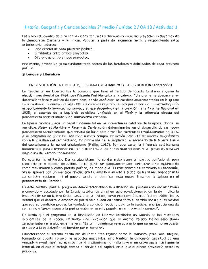 Historia 2 medio-Unidad 2-OA13-Actividad 2 Historia 2 medio-Unidad 2-OA13-Actividad 2