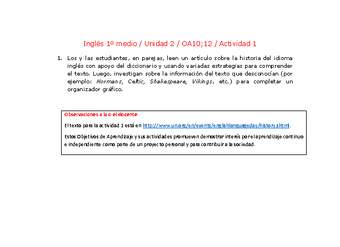 Inglés 1 medio-Unidad 2-OA10;12-Actividad 1 Inglés 1 medio-Unidad 2-OA10;12-Actividad 1