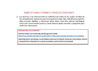 Inglés 1 medio-Unidad 2-OA10;12-Actividad 3 Inglés 1 medio-Unidad 2-OA10;12-Actividad 3