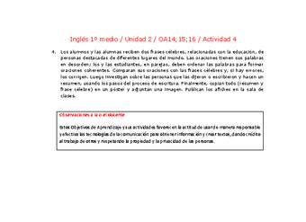 Inglés 1 medio-Unidad 2-OA14;15;16-Actividad 4 Inglés 1 medio-Unidad 2-OA14;15;16-Actividad 4