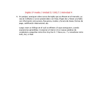 Inglés 1 medio-Unidad 2-OA2;7-Actividad 4 Inglés 1 medio-Unidad 2-OA2;7-Actividad 4