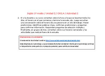 Inglés 1 medio-Unidad 2-OA3;4-Actividad 2 Inglés 1 medio-Unidad 2-OA3;4-Actividad 2