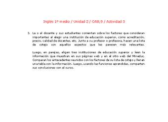 Inglés 1 medio-Unidad 2-OA8;9-Actividad 3 Inglés 1 medio-Unidad 2-OA8;9-Actividad 3