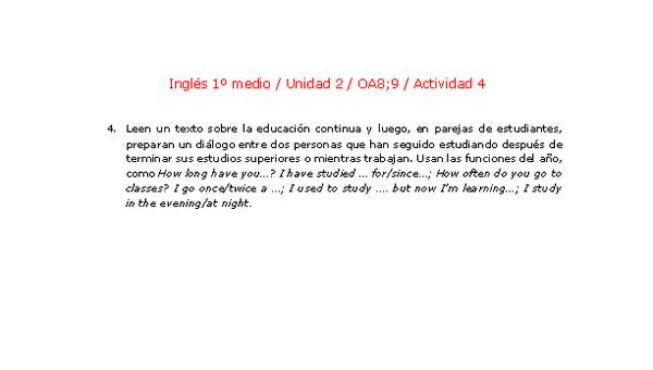 Inglés 1 medio-Unidad 2-OA8;9-Actividad 4 Inglés 1 medio-Unidad 2-OA8;9-Actividad 4