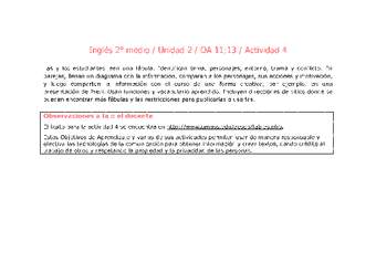 Inglés 2 medio-Unidad 2-OA11;13-Actividad 4 Inglés 2 medio-Unidad 2-OA11;13-Actividad 4
