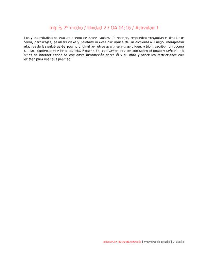 Inglés 2 medio-Unidad 2-OA14;16-Actividad 1 Inglés 2 medio-Unidad 2-OA14;16-Actividad 1