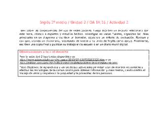 Inglés 2 medio-Unidad 2-OA14;16-Actividad 2 Inglés 2 medio-Unidad 2-OA14;16-Actividad 2