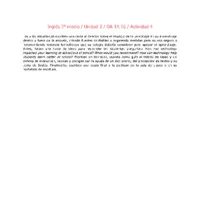 Inglés 2 medio-Unidad 2-OA14;16-Actividad 4 Inglés 2 medio-Unidad 2-OA14;16-Actividad 4