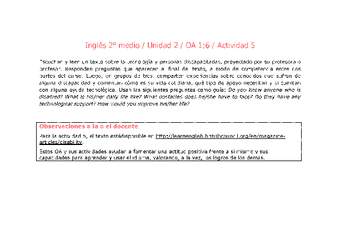 Inglés 2 medio-Unidad 2-OA1;6-Actividad 5 Inglés 2 medio-Unidad 2-OA1;6-Actividad 5