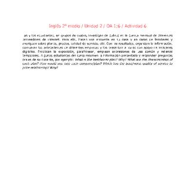 Inglés 2 medio-Unidad 2-OA1;6-Actividad 6 Inglés 2 medio-Unidad 2-OA1;6-Actividad 6