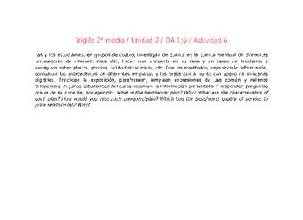 Inglés 2 medio-Unidad 2-OA1;6-Actividad 6 Inglés 2 medio-Unidad 2-OA1;6-Actividad 6