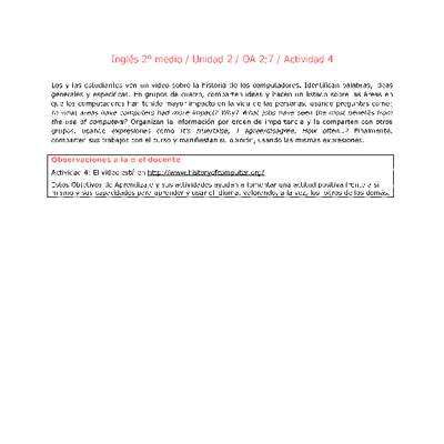 Inglés 2 medio-Unidad 2-OA2;7-Actividad 4 Inglés 2 medio-Unidad 2-OA2;7-Actividad 4