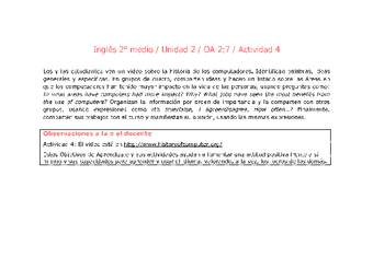 Inglés 2 medio-Unidad 2-OA2;7-Actividad 4 Inglés 2 medio-Unidad 2-OA2;7-Actividad 4