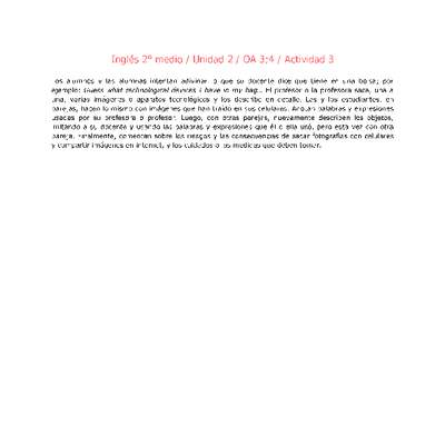 Inglés 2 medio-Unidad 2-OA3;4-Actividad 3 Inglés 2 medio-Unidad 2-OA3;4-Actividad 3