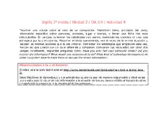 Inglés 2 medio-Unidad 2-OA3;4-Actividad 4 Inglés 2 medio-Unidad 2-OA3;4-Actividad 4