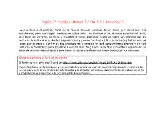 Inglés 2 medio-Unidad 2-OA3;4-Actividad 5 Inglés 2 medio-Unidad 2-OA3;4-Actividad 5