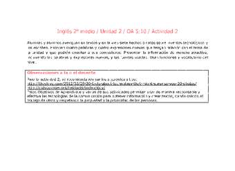 Inglés 2 medio-Unidad 2-OA5;10-Actividad 2 Inglés 2 medio-Unidad 2-OA5;10-Actividad 2