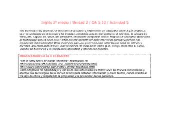 Inglés 2 medio-Unidad 2-OA5;10-Actividad 5 Inglés 2 medio-Unidad 2-OA5;10-Actividad 5