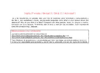 Inglés 2 medio-Unidad 2-OA8;12-Actividad 1 Inglés 2 medio-Unidad 2-OA8;12-Actividad 1
