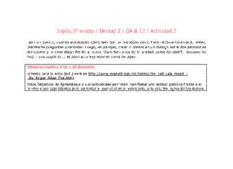 Inglés 2 medio-Unidad 2-OA8;12-Actividad 2 Inglés 2 medio-Unidad 2-OA8;12-Actividad 2
