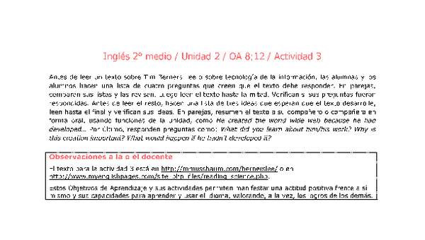Inglés 2 medio-Unidad 2-OA8;12-Actividad 3 Inglés 2 medio-Unidad 2-OA8;12-Actividad 3
