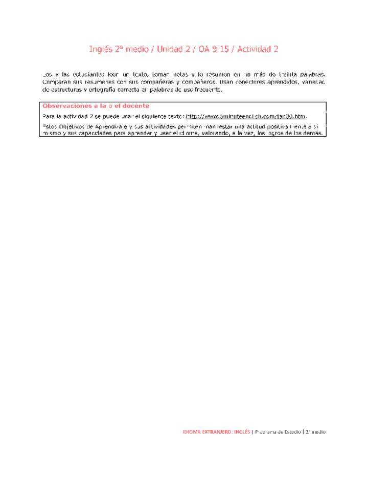Inglés 2 medio-Unidad 2-OA9;15-Actividad 2 Inglés 2 medio-Unidad 2-OA9;15-Actividad 2