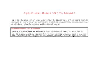 Inglés 2 medio-Unidad 2-OA9;15-Actividad 2 Inglés 2 medio-Unidad 2-OA9;15-Actividad 2