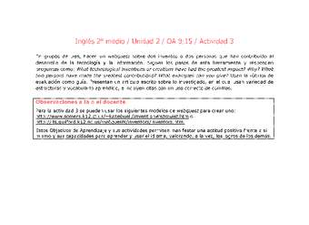 Inglés 2 medio-Unidad 2-OA9;15-Actividad 3 Inglés 2 medio-Unidad 2-OA9;15-Actividad 3