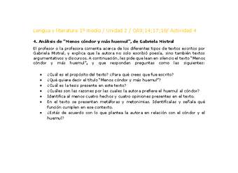 Lengua y Literatura 1 medio-Unidad 2-OA9;14;17;18-Actividad 4 Lengua y Literatura 1 medio-Unidad 2-OA9;14;17;18-Actividad 4