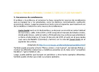 Lengua y Literatura 1 medio-Unidad 2-OA9;14;17;18-Actividad 5 Lengua y Literatura 1 medio-Unidad 2-OA9;14;17;18-Actividad 5
