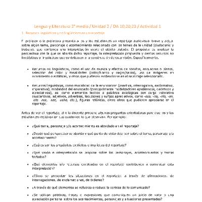 Lengua y Literatura 2 medio-Unidad 2-OA10;20;23-Actividad 1