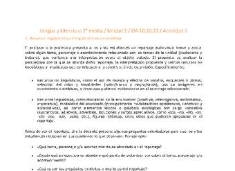 Lengua y Literatura 2 medio-Unidad 2-OA10;20;23-Actividad 1 Lengua y Literatura 2 medio-Unidad 2-OA10;20;23-Actividad 1