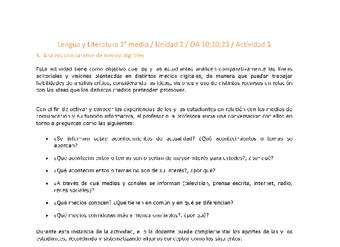 Lengua y Literatura 2 medio-Unidad 2-OA10;20;23-Actividad 3 Lengua y Literatura 2 medio-Unidad 2-OA10;20;23-Actividad 3