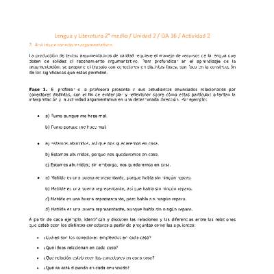 Lengua y Literatura 2 medio-Unidad 2-OA16-Actividad 2 Lengua y Literatura 2 medio-Unidad 2-OA16-Actividad 2
