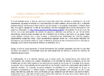 Lengua y Literatura 2 medio-Unidad 2-OA3;17;20;23-Actividad 2 Lengua y Literatura 2 medio-Unidad 2-OA3;17;20;23-Actividad 2