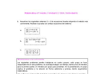 Matemática 1 medio-Unidad 2-OA4-Actividad 6 Matemática 1 medio-Unidad 2-OA4-Actividad 6