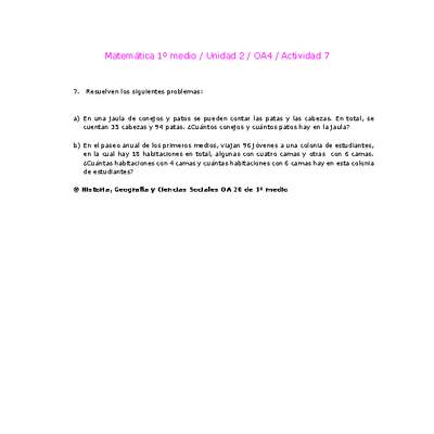 Matemática 1 medio-Unidad 2-OA4-Actividad 7 Matemática 1 medio-Unidad 2-OA4-Actividad 7