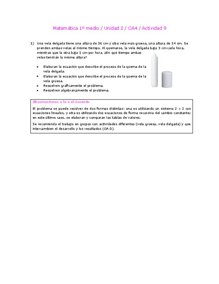 Matemática 1 medio-Unidad 2-OA4-Actividad 9 Matemática 1 medio-Unidad 2-OA4-Actividad 9