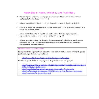 Matemática 1 medio-Unidad 2-OA5-Actividad 3 Matemática 1 medio-Unidad 2-OA5-Actividad 3