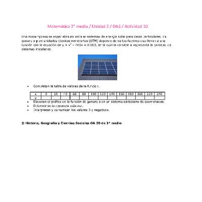 Matemática 2 medio-Unidad 2-OA3-Actividad 10 Matemática 2 medio-Unidad 2-OA3-Actividad 10