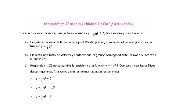 Matemática 2 medio-Unidad 2-OA3-Actividad 4 Matemática 2 medio-Unidad 2-OA3-Actividad 4
