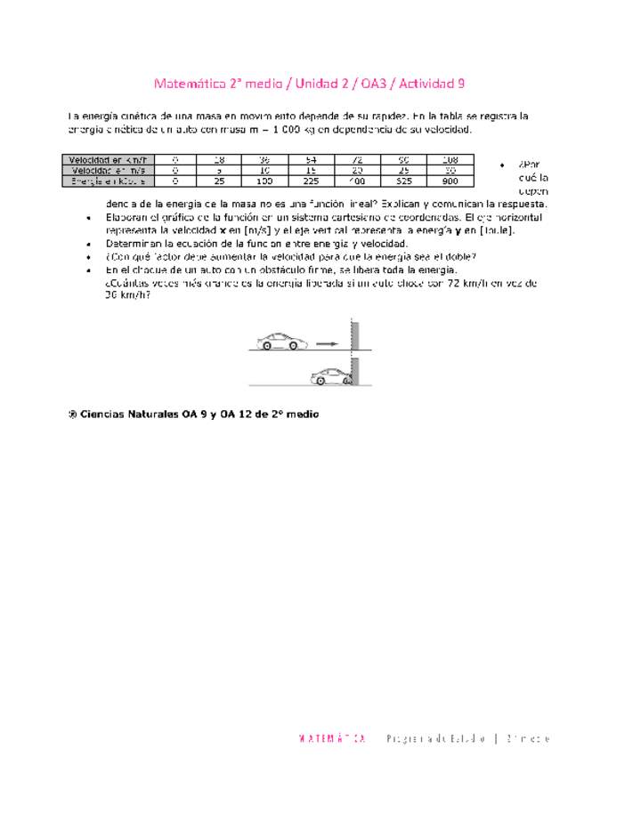 Matemática 2 medio-Unidad 2-OA3-Actividad 9 Matemática 2 medio-Unidad 2-OA3-Actividad 9