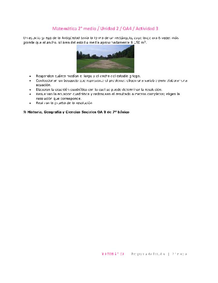 Matemática 2 medio-Unidad 2-OA4-Actividad 3 Matemática 2 medio-Unidad 2-OA4-Actividad 3