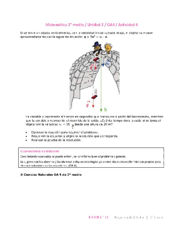 Matemática 2 medio-Unidad 2-OA4-Actividad 4 Matemática 2 medio-Unidad 2-OA4-Actividad 4