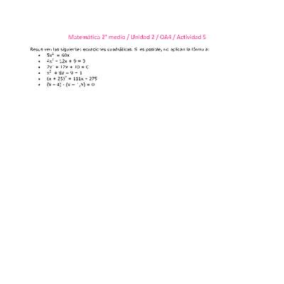 Matemática 2 medio-Unidad 2-OA4-Actividad 5 Matemática 2 medio-Unidad 2-OA4-Actividad 5