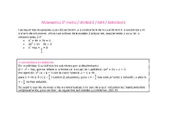 Matemática 2 medio-Unidad 2-OA4-Actividad 6 Matemática 2 medio-Unidad 2-OA4-Actividad 6